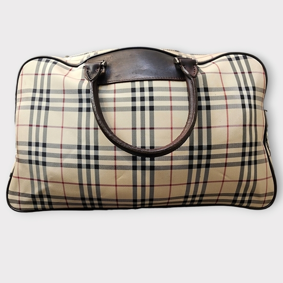 BURBERRY House Check Travel Bag w/Strap, Brown - Picture 7 of 16